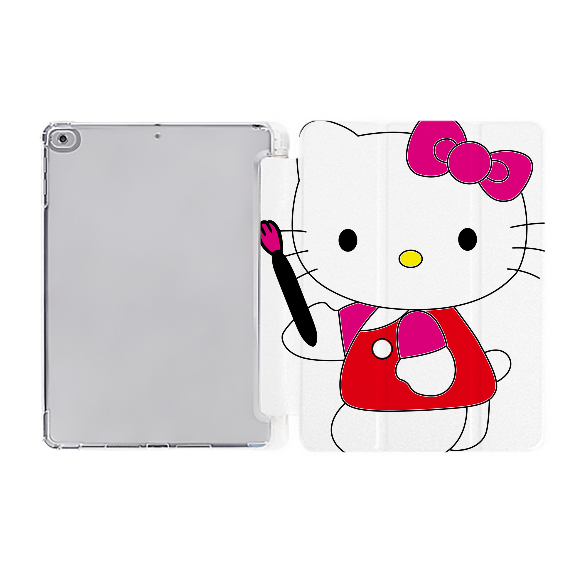 （画像用） Hello Kitty ハローキティ IPad ケース ペン収納付き 三つ折りスタンド PUレザー×シリコン 対応機種9.5/10.5/10.9インチ